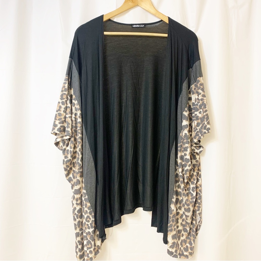 Ash & Antler Black, Grey Leopard Colourblock Lightweight Duster Small
